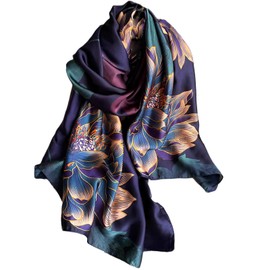 FAIRYGATE Scarves for Women Vintage Floral Print Scarfs Large Party Essentials for Womens Lightweight Satin Silk Feeling Formal Neck Scarf Head Hair Wraps 87040