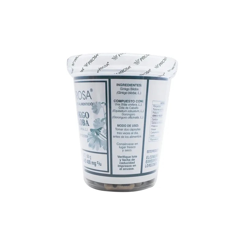 Ginkgo Biloba Prosa Suplemento Herbal Vegano Cápsulas Bienestar