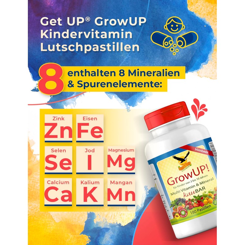 Get UP 180 Children's Vitamin Lozenges, Sugar-Free, 24 Vitamins, Minerals