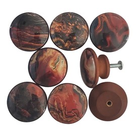 Twisted R Design Cabinet Knobs, Knobs for Kitchen Cabinets and Drawers, Matching Cabinet Knobs and Pulls, 1.5" Round Dresser Knobs (Set of 8 Strata Bronze Swirl Wood Knobs)