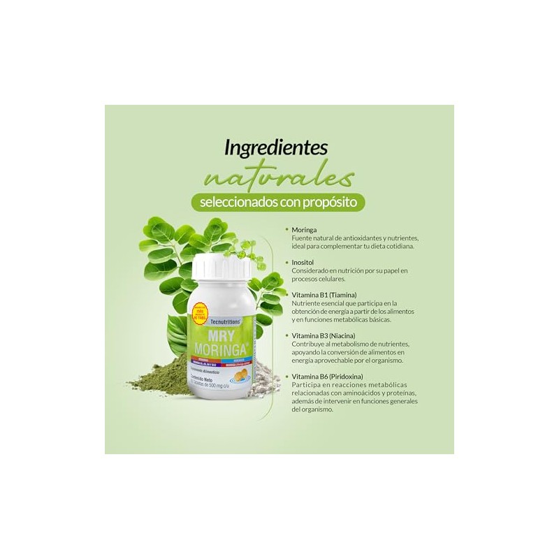 Mry Moringa Tabletas 500 100 Naturales Apoyo Anti Oxidativo Antiinflamatorio
