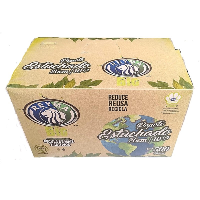 Popotes estuchados biodegradables, 26 cm, 500 piezas