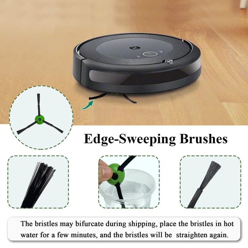 6 Pack Replacement Side Brushes Compatible with iRobot Roomba i