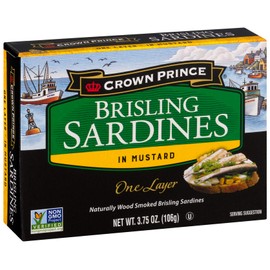 Crown Prince One Layer Brisling Sardines in Mustard, 3.75-Ounce Cans (Pack of 12)