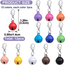 SmallCat 12 PCS Pet Bells for Cat Dog, Multicolor Round Bell for Dog Collar, Metal Dog Collar Bell, Cat Bells with Loud Crisp for Christmas, Party, DIY Decoration