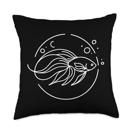 Line Art Fish & Ichthyologist Celestial Pearl Danio Throw Pillow