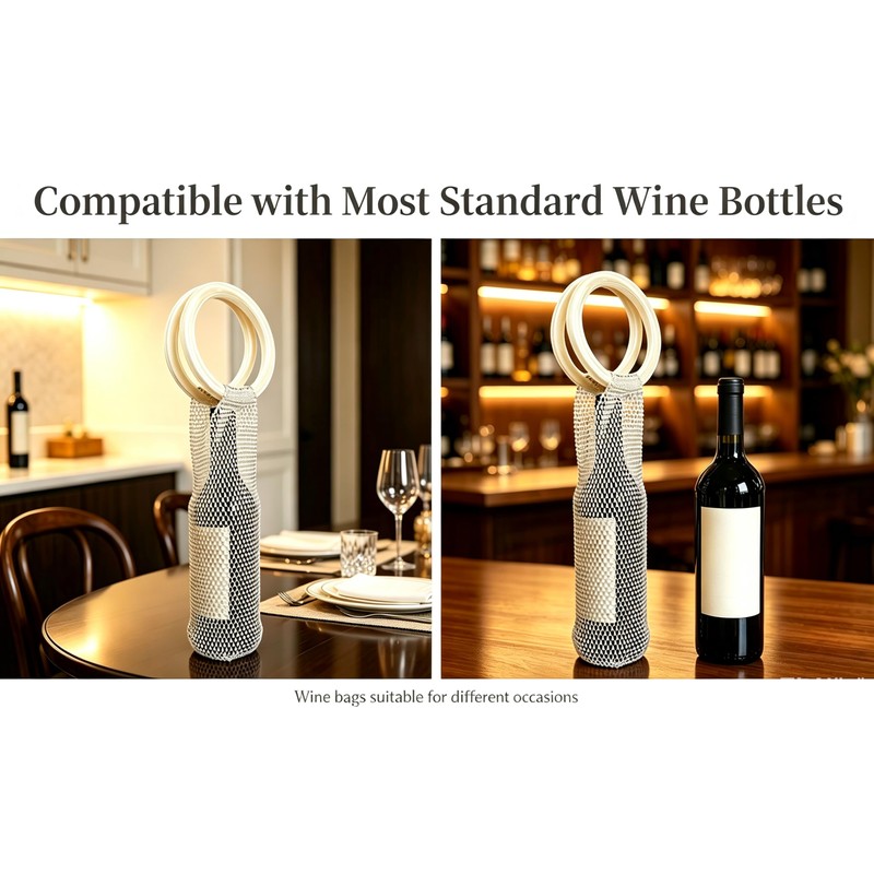 WOFALO store Stylish Resin Handle Wine Bottle Bag with Marble-Pattern