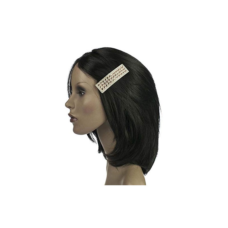 Shiny Diamante Rhinestone Rectangular Shape Snap Hair Clips, Wedding Bridal