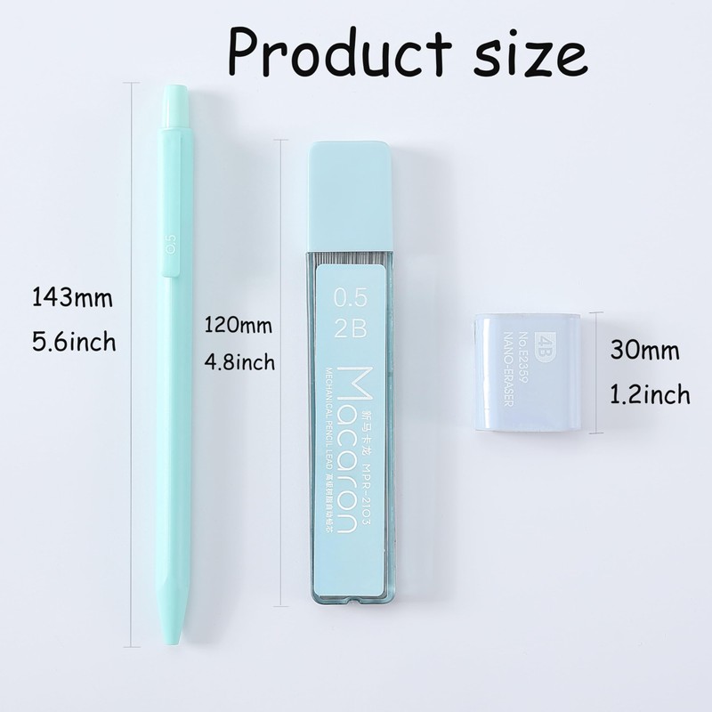 SCHUMAOYI 6PCS Mechanical Pencils 0.5mm with 240PCS 2B Lead Refills，3PCS