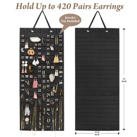 Resovo Extra Large Earring Organizer, Up to 420 Pairs Earring Holder, Earring Hanger Wall Mount Earring Organizer for Earrings, Hanging Earring Jewelry Organizer for Women Girls