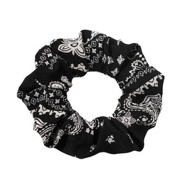 Scrunchie Black Paisley Scarf Hair Band Elastic Ponytail Tie Soft Colourful Funny Cute Girl Women Dress Up