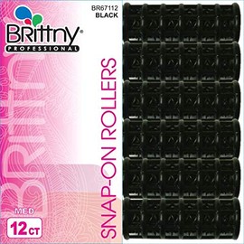 Brittny Snap-on Rollers - Black 12 Count, Medium (Pack of 1)