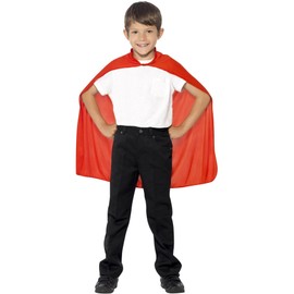 Smiffys Cape, Red Mid Length, Boys Fancy Dress, Child Dress Up Accessories