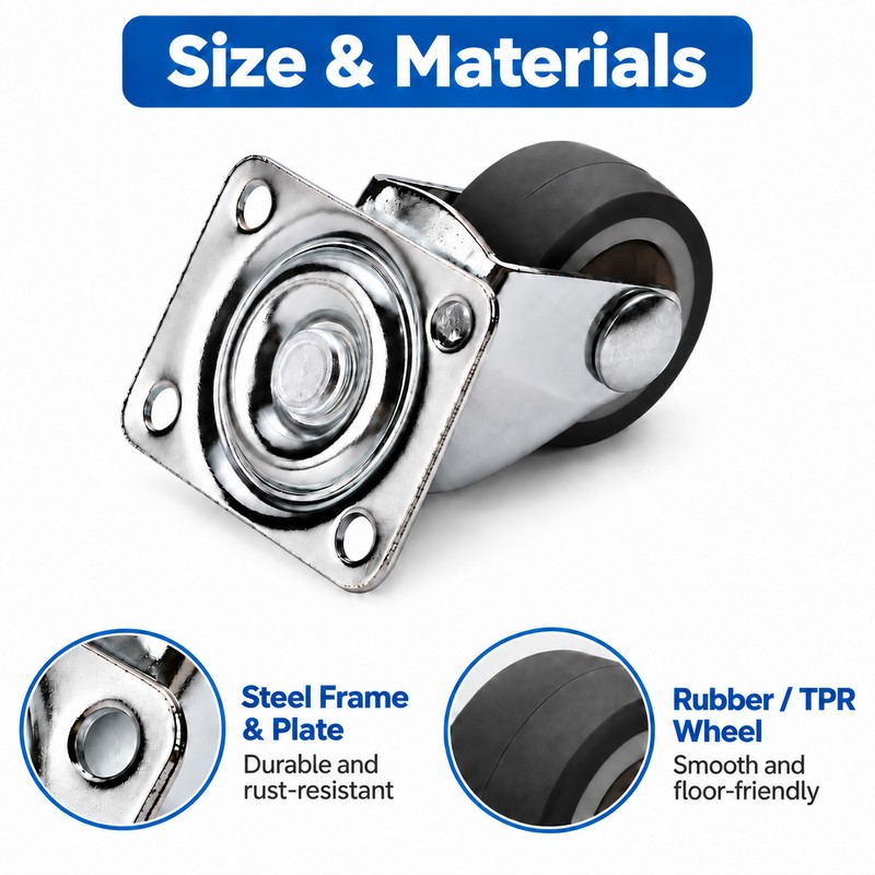 Swivel Furniture Casters with Soft TPR Rubber Wheels – 4-Piece