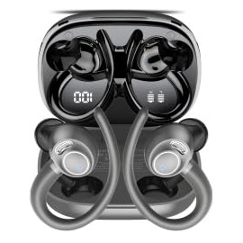 Jesebang Bluetooth Headphones Sport In-Ear Headphones Wireless Bluetooth 5.3 with HD Mic, Outstanding Sound, Dual LED Display, 40 Hours Playtime, Comfort Fit, IP7 Waterproof Earphones with Ear Hooks