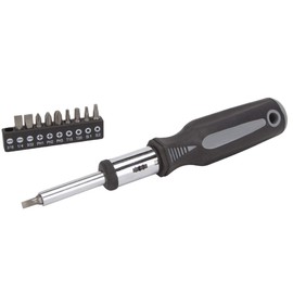 Edward Tools 11 in 1 Screwdriver - Multi Tool Heavy Duty Ratchet Screwdriver with industrial multi bits and organizer - Thumb stop for added torque - Cushion Grip