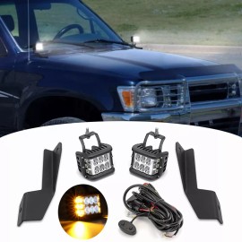 21ST Hood Ditch 60W White + Amber LED Pod Bracket Kit For 89-95 Toyota 4Runner Pickup
