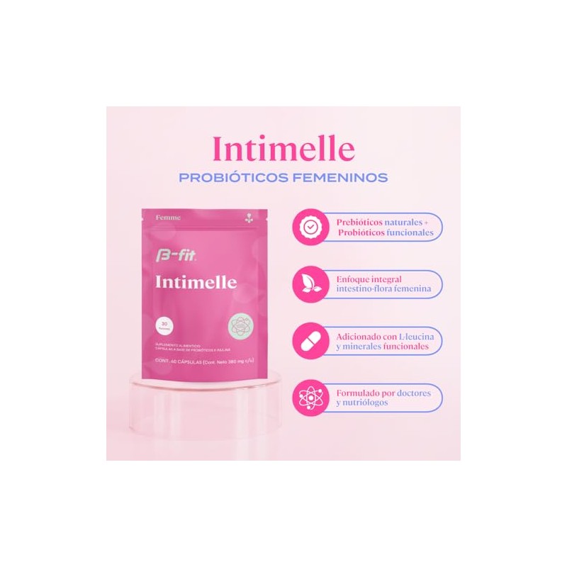 B-FIT B Intimelle Suplemento Alimenticio, Probiticos e Inulina, 60 Cpsulas,
