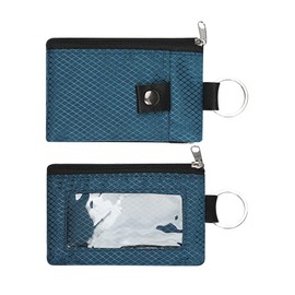 Minimalist Blocking Small Wallet with ID Window,Water Resistant Zip Id Case Wallet with Lanyard Keychain for Cards,Cash,Travel,Women,Men (Dark Blue, 12 * 7.8cm)