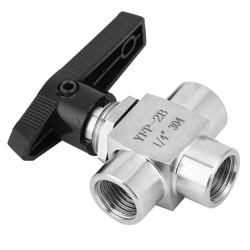 3-Way Ball Valve Stainless Steel 304 BSPP Internal Thread for