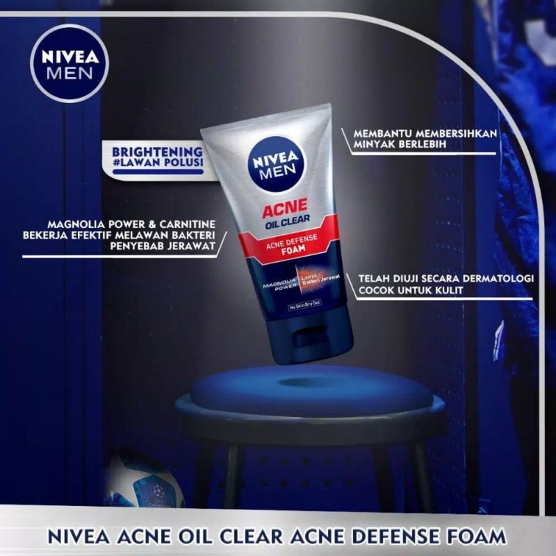 Nivea Men Facial Foam / Cleanser / Pembersih Muka 100ml