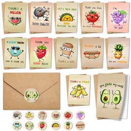 FALIMITLESS 12 Funny Thank You Cards wtih Envelopes & Stickers, Fun Greeting Note Cards 3.5 x 5 in, Bulk Boxed Set Assortment for Employee Teachers Friends