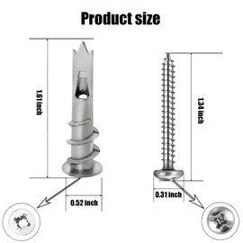 50 PCS Heavy-Duty Self Drilling Drywall Anchors with Screws Kit, No Drill Or Holes in Wall Drywall Anchors