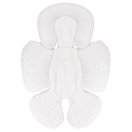 KAKIBLIN Infant Car Seat Insert, Baby Carseat Head & Body Support for Newborn, 2-in-1 Reversible Baby Seat Cushion, Soft Stroller Cushion Insert for Bouncer, Strollers, Swing (White)