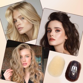 Liameph 8 PCS Hair Padding,hair donuts for buns,Hair Padding Tool Set,Volume Hair Increase Pad,Hair Bump up Sponge with U-Shaped Clips 20 pcs,for Girls Women DIY Hair Styles（Brown + Gold）