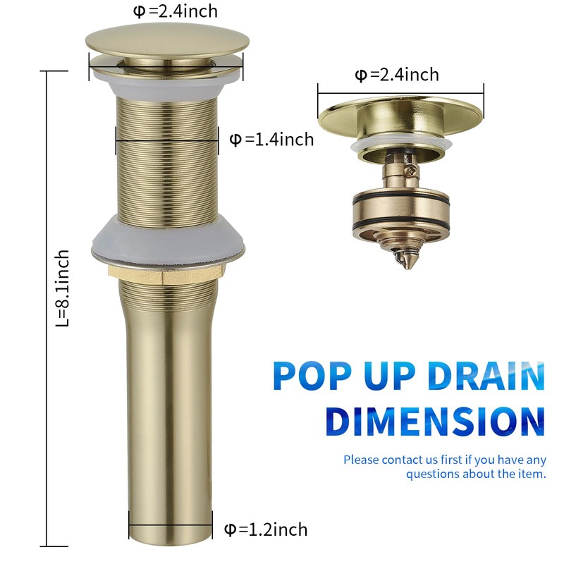 BWE Bathroom Vessel Sink Drain Stopper with Overflow One Piece