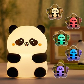 Gosyfeti Lovely Silicone Night Light for Kids, Colorful Touch Cute Panda Lamp, Dimmable Nursery Night Light for Child (Cute Panda)