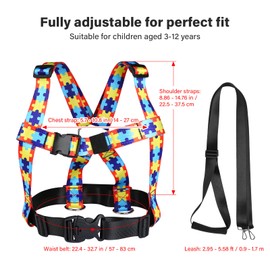 HOOMTREE Safety Harness Leash for Special Needs Child Aged 3-12 Years Fully Ajustable, Sturdy Walking Harness for Older Children with Grab Handle, Keeping Active ADHD/ASD Autism Kids Safe in Public