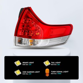 TUSDAR Fit for 2011-2014 Toyota Sienna Tail Light Rear Taillight Outer (Right Passenger Side)