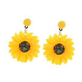 KONTONTY Resin Sunflower Earrings for Women Big Hoop Earrings Lady Jewelry Shop for Women