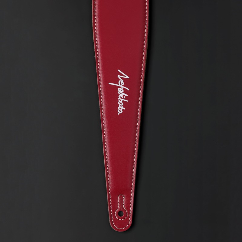 Nefelibata Guitar Strap 2.5", Head Layer Cowhide Italian Red Leather
