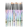 9pcs Gradient Handle Portable Nail Art Brush DIY Flower Pattern