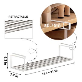 HGZBS Expandable Shoe Rack Organizer - Adjustable Shoe Rack & Under Cabinet Shelf - for Shoe or Clothing Storage and Organization, Under Shelf Storage (Stainless,2Pcs)