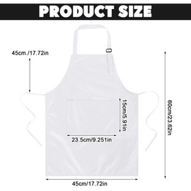 TIESOME Pack of 2 Children's Aprons, Adjustable Cooking Apron, Children's Apron, Painting Smock, Children 8-10 Years, Waterproof Painting Coat with Pockets for DIY Baking and Craft Activities, White