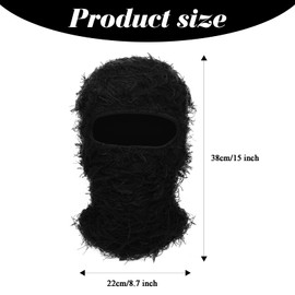 Dqwtb Distressed Balaclava Black Ski Mask Full Face Balaclava Winter Warmer Fuzzy Face Mask for Men Women