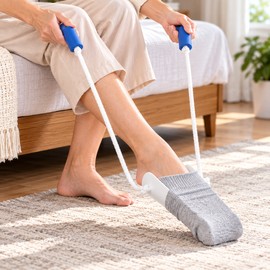 Sock Aid Device for Easy Sock Dressing – Long Pull Handles and Adjustable Cords for Everyday Dressing Without Deep Bending
