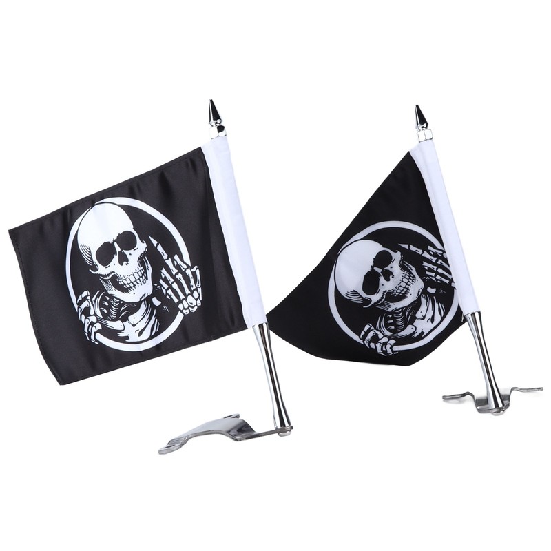 Trunk Lid Flagpole Mount Kit with Skull Flag L R