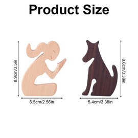 BOXOB 2pcs Wooden Dog Figurines, Dog Memorial Gifts Wooden Carving Sculpture Pet Statues for Home Decor Loss of Pet