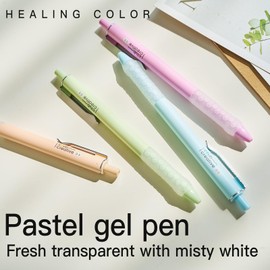 LuminoMei Gel Pens, 0.5mm Fine Point Smooth Writing Pens, 12 Count Set with Blue Gel Ink, Pastel & Assorted Color Body, Functional & Pretty Pens for Office, School, Journaling, Writing