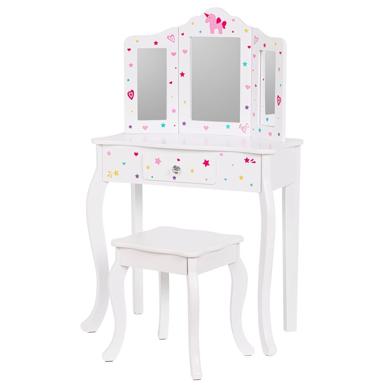 UTEX Kids Vanity Table and Chair Vanity Set with Mirror