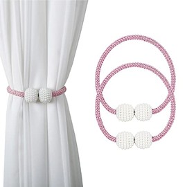 Magnetic Curtain Tie Backs, 2PCS Magnetic Clips Rope Holders for Home Office Hotel Window Decoration (Pink(2pcs))