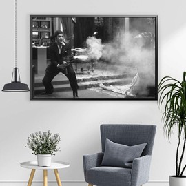 Say Hello To My Friends Canvas Framed Print - Various Sizes (24in x 18in Modern Black Framed)