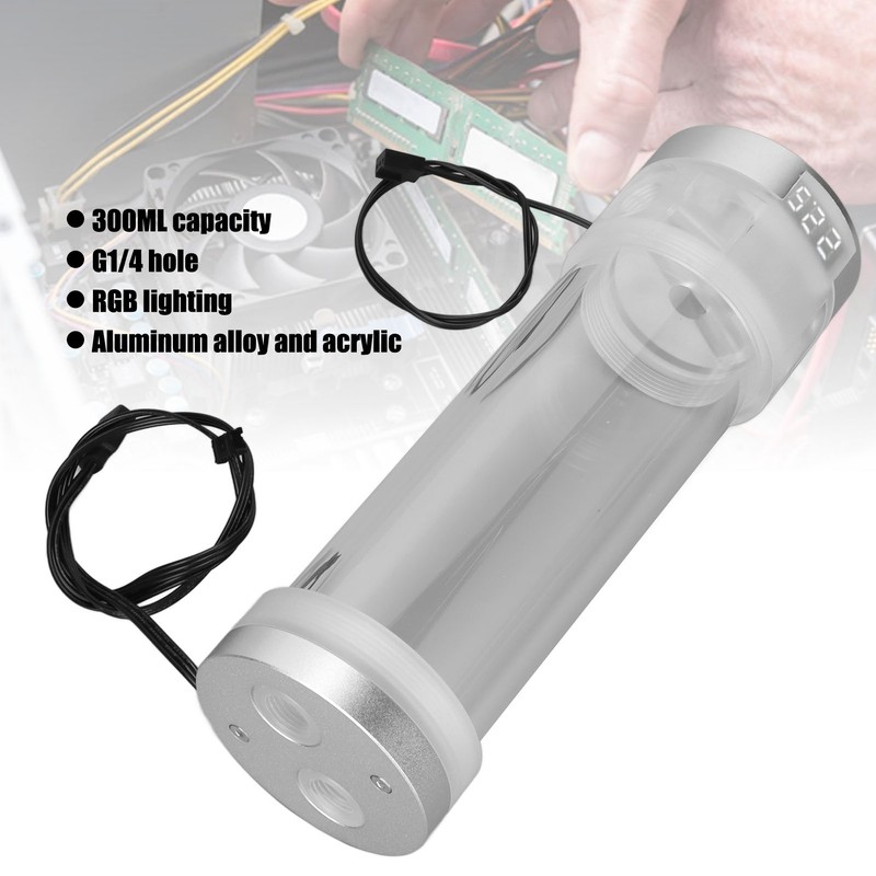 Water Cooling Tank Transparency 210mm Cylinder Temperature Display Reservoir Water