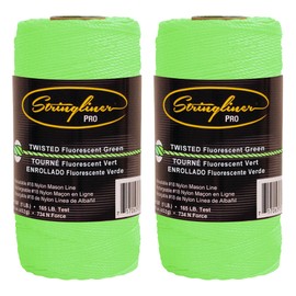 Stringliner 35715 Mason’s Line Replacement Rolls – 1 Lb. #18 Construction Replacement Roll Twisted FL Green 1080'. (2 Pack)