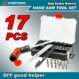 CORTOOL Multi Blades Hand Saw, Small Hand Saw Tool Set for Cutting Wood, Drywall, Plywood, Plastic, Soft Metal for DIY Crafts in Portable Storage Case with Screwdriver Bits