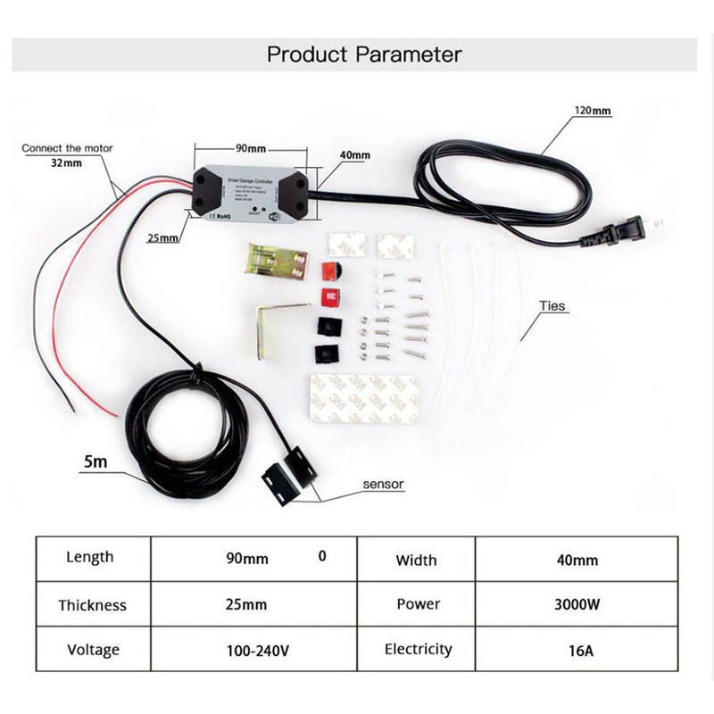 Smart Garage Controller 100‑240V ABS Smartphone App Control Wifi Smart